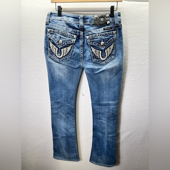 Miss Me Bootcut Denim Jeans Womens 28 Blue Stretxh Enbroidered Flap pocket 2165 - Picture 10 of 12
